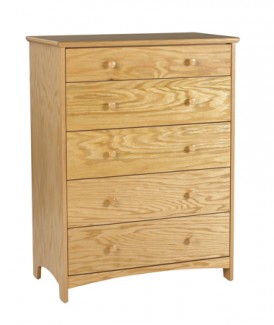 Shaker 5 Drawer Chest w\/4 Equal Size Drawers & Smaller Top Drawer, 36"W